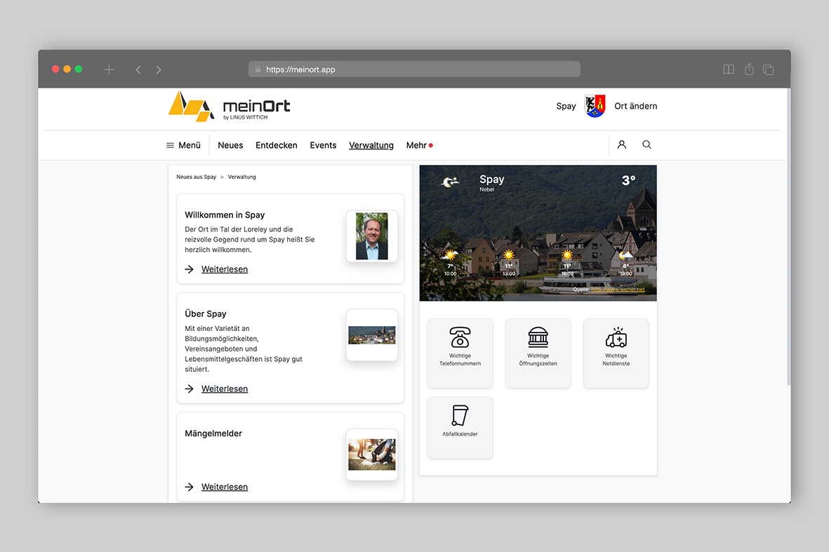 meinOrt Bürgerinfo online Verwaltung Überblick