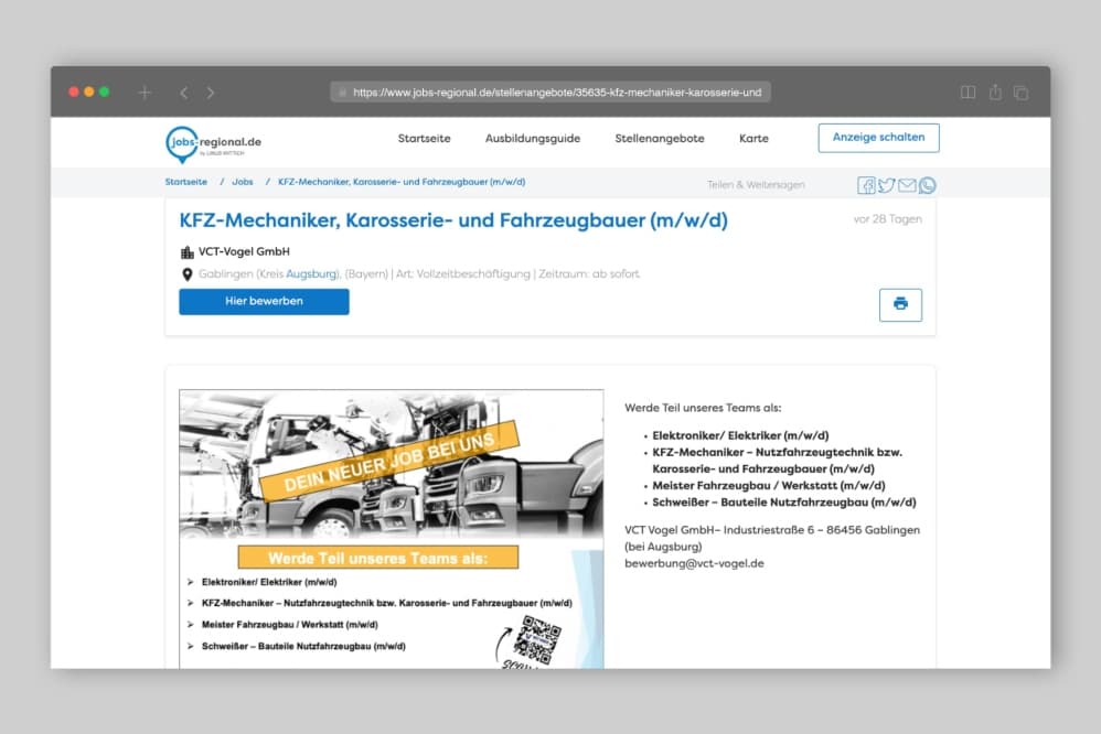 Stellenanzeige KFZ-Auto Jobbörse