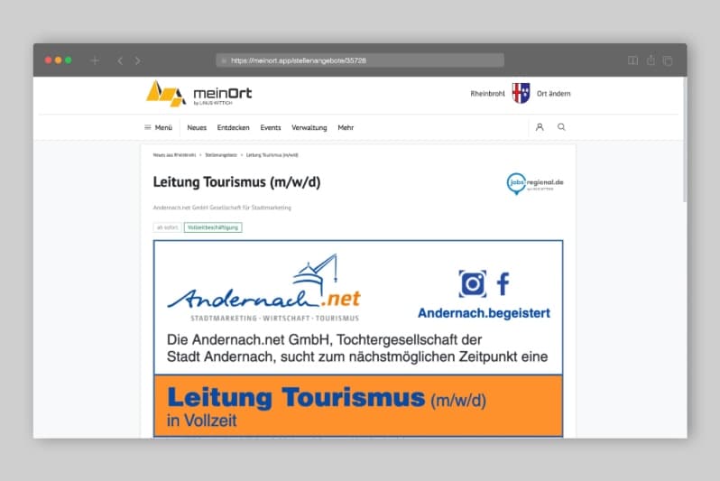 Stellenausschreibung Muster meinOrt-App
