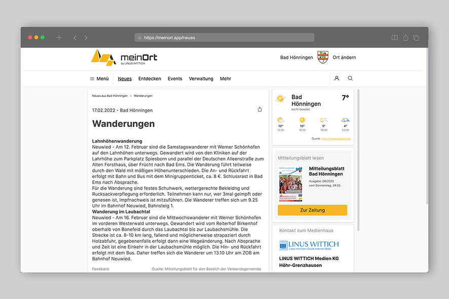 touristische Highlights präsentieren meinOrt-App