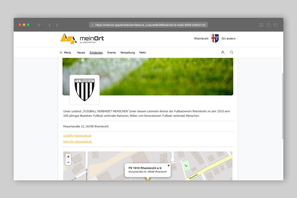 Vereinsprofil veröffentlichen und werben